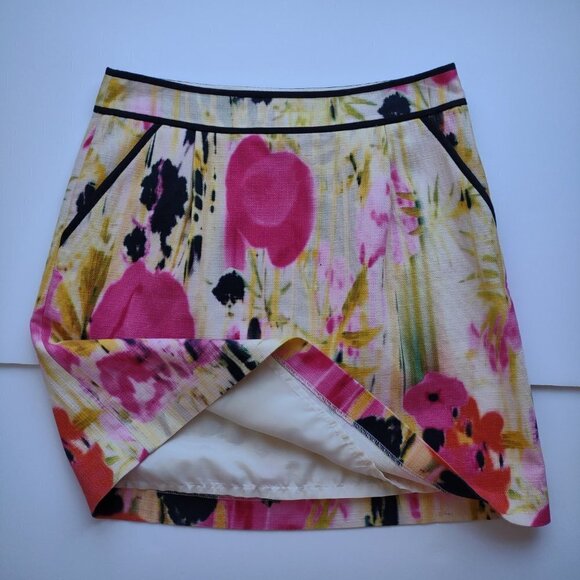 Anthropologie Tabitha Floral Poppy Rain Mini Skirt Pockets  Women's Size 6  EUC - Picture 4 of 5